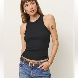 Reformation Black Scoop Neck Tank Top